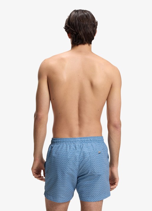 BOSS Zwemshort met microprint en logopatch - achterkant 4 light/pastel blue-458 / blauw