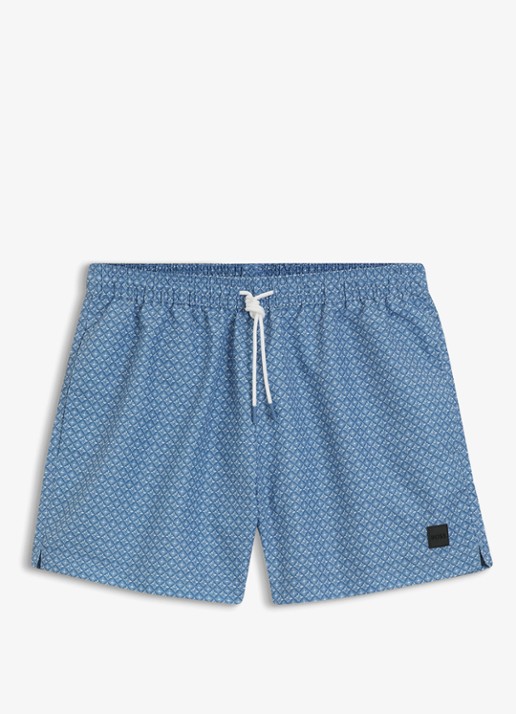 BOSS Zwemshort met microprint en logopatch - voorkant light/pastel blue-458 / blauw