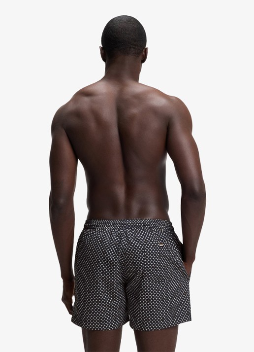 BOSS Zwemshort met microprint en logopatch - achterkant open brown-248 / bruin