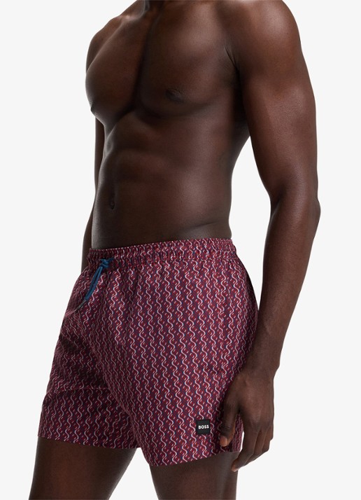 BOSS Zwemshort met microprint en logopatch - detail 3 medium red-614 / rood