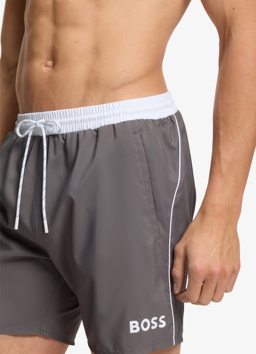 BOSS Zwemshorts met steekzakken en logo - detail 3 dark grey-025 / grijs