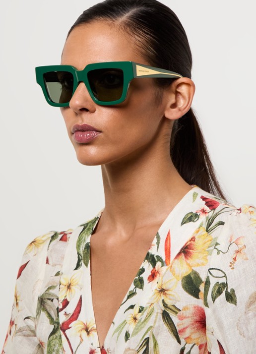 Bottega Veneta Wayfarer zonnebril BV127 - voorkant 2 groen