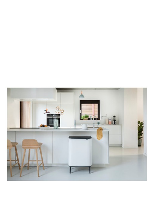Brabantia Bo Touch Bin Hi  duo prullenbak met deksel op pootjes 2 x 30 liter - voorkant 2 wit