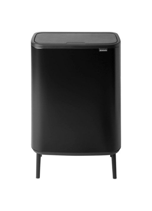 Brabantia Bo Touch Bin Hi  duo prullenbak met deksel op pootjes 2 x 30 liter - voorkant zwart