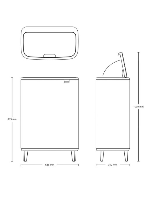 Brabantia Bo Touch Bin Hi  duo prullenbak met deksel op pootjes 2 x 30 liter - detail 3 zilver