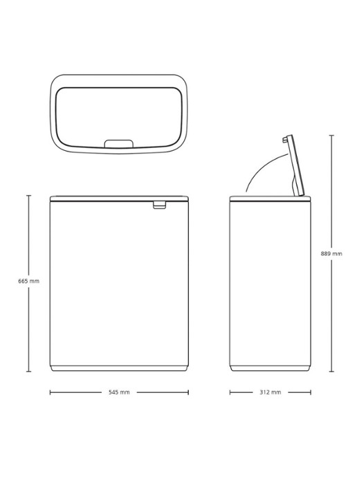 Brabantia Bo Touch Bin prullenbak met deksel 60 liter - detail 5 donkergrijs