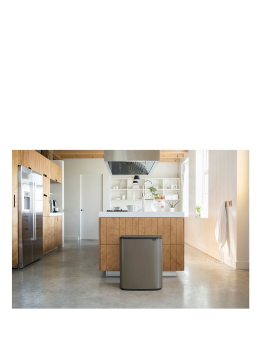 Brabantia Bo Touch Bin prullenbak met deksel 60 liter - voorkant 2 donkergrijs