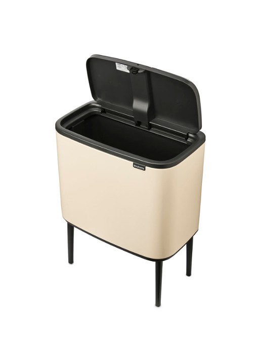 Brabantia Bo Touch Bin prullenbak met deksel op pootjes 36 liter - voorkant 2 beige