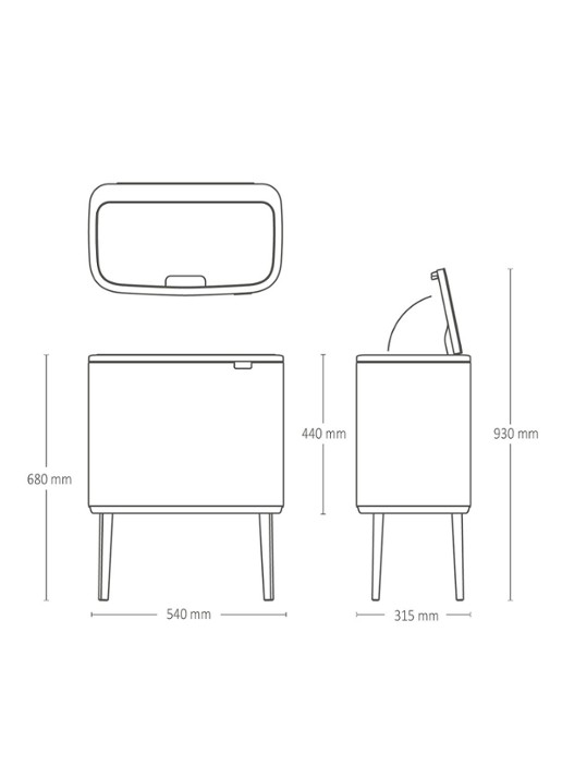 Brabantia Bo Touch Bin recyling duo prullenbak met deksel op pootjes 11 + 23 liter - detail 5 wit