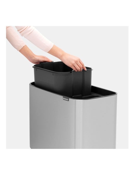 Brabantia Bo Touch Bin recyling duo prullenbak met deksel op pootjes 11 + 23 liter - detail 7 zilver