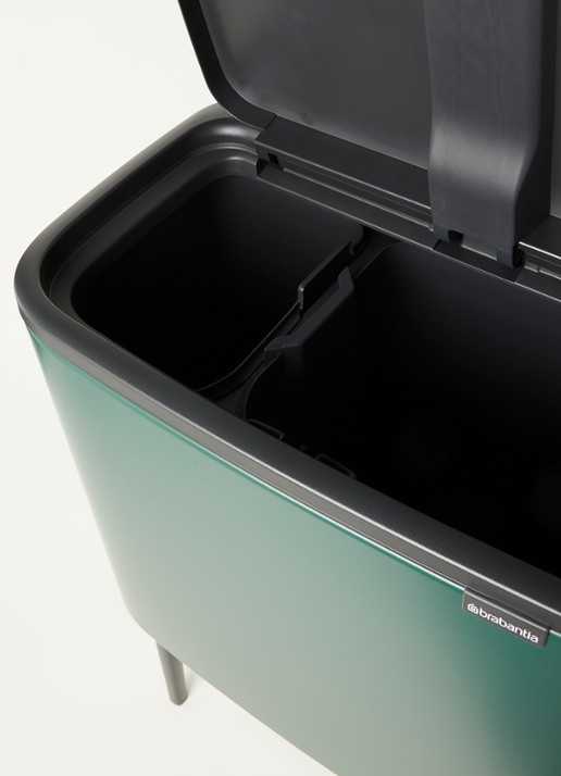 Brabantia Bo Touch Bin recyling duo prullenbak met deksel op pootjes 11 + 23 liter - detail 3 donkergroen