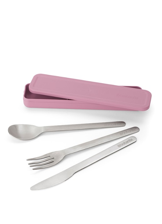 Brabantia Make & Take bestekset 3-delig - achterkant 3 donkerroze
