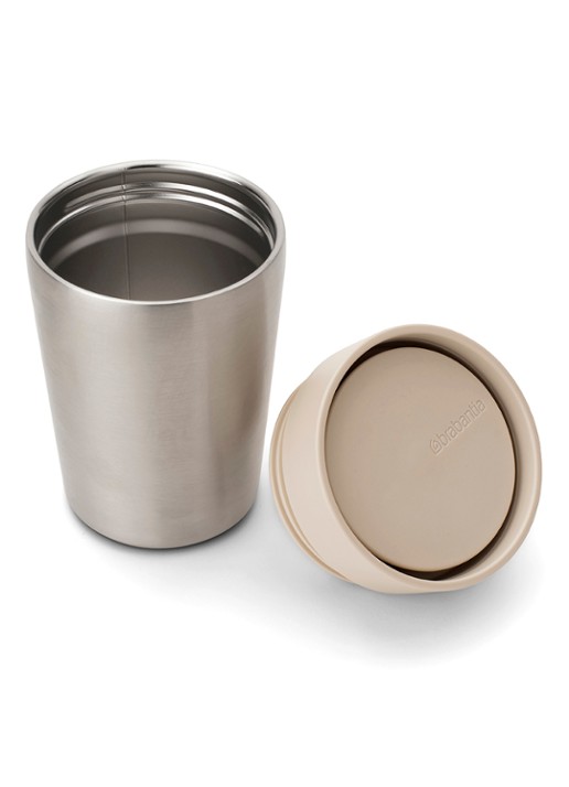 Brabantia Make & Take thermosbeker/koffiebeker 200 ml - voorkant 3 beige