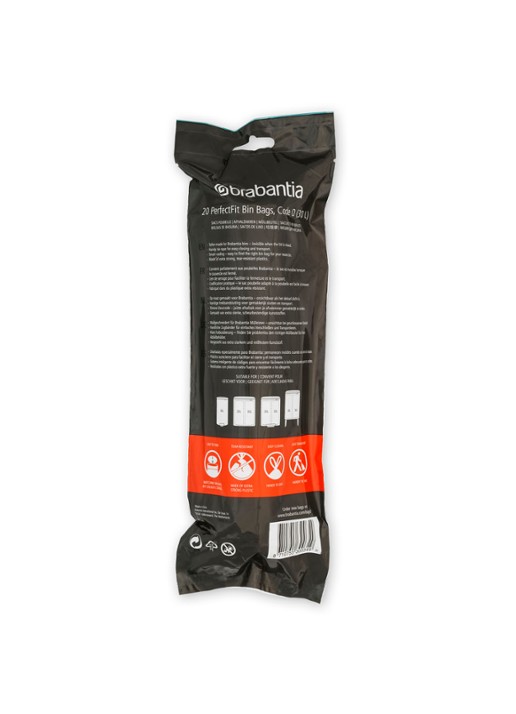 Brabantia Perfect Fit vuilniszak code O 30 liter 6 x 20 stuks - detail wit