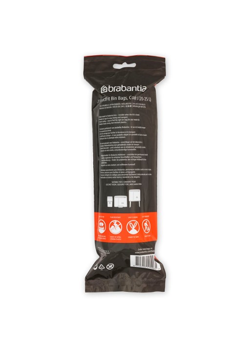 Brabantia PerfectFit vuilniszak code J 20 - 25 liter 6 x 20 stuks - detail 3 wit