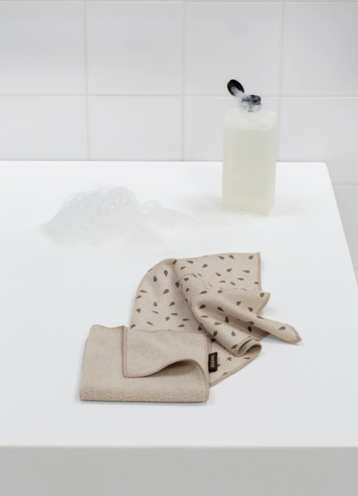 Brabantia SinkSide microvezel schoonmaakdoekjes 30 x 30 cm set van 2 - voorkant 5 beige