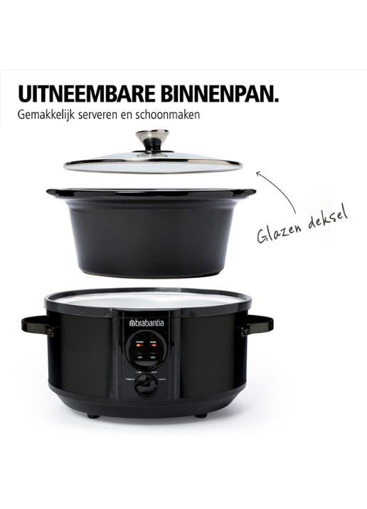 Brabantia Slowcooker BBEK1081MB - achterkant 8 zwart