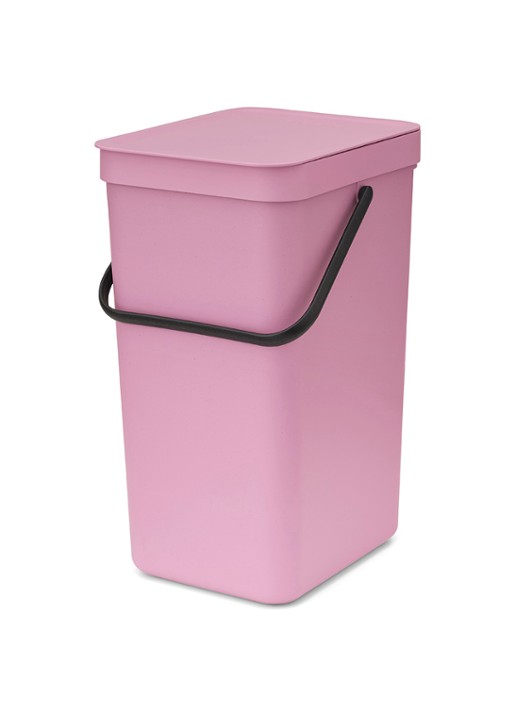Brabantia Sort & Go prullenbak 16 liter - voorkant 8 donkerroze