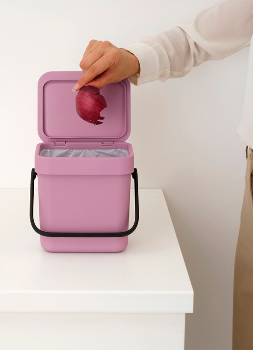 Brabantia Sort & Go prullenbak 3 liter - detail 2 donkerroze