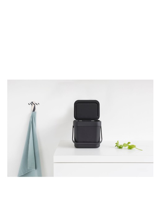 Brabantia Sort & Go prullenbak met hengsel 3 liter - detail 5 antraciet