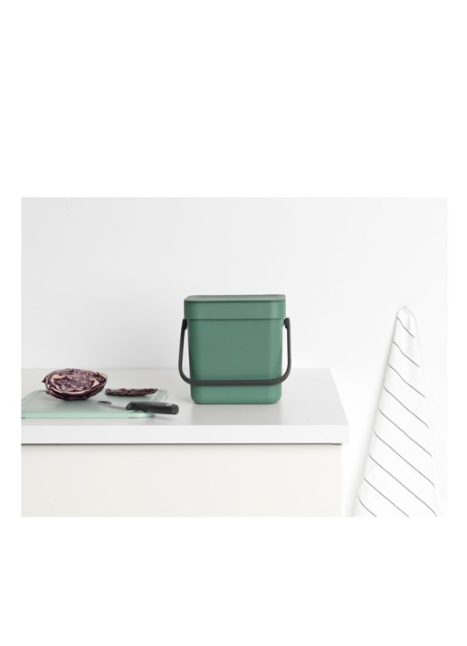 Brabantia Sort & Go prullenbak met hengsel 3 liter - detail olijfgroen