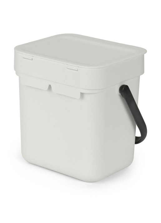 Brabantia Sort & Go prullenbak met hengsel 3 liter - achterkant 6 lichtgrijs