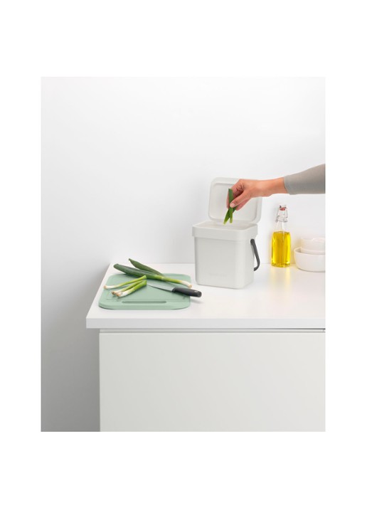 Brabantia Sort & Go prullenbak met hengsel 3 liter - detail 4 lichtgrijs