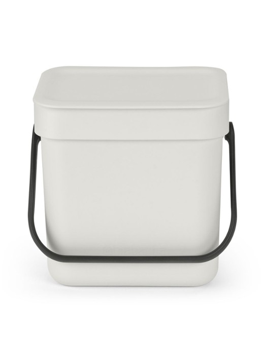 Brabantia Sort & Go prullenbak met hengsel 3 liter - voorkant lichtgrijs