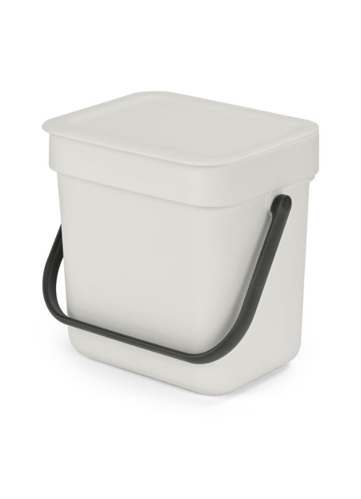 Brabantia Sort & Go prullenbak met hengsel 3 liter - voorkant 2 lichtgrijs