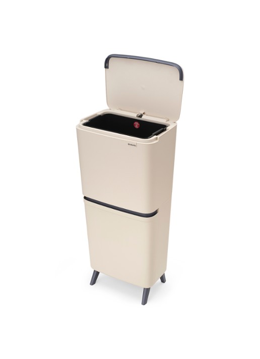 Brabantia SortUp prullenbak met deksel 20+25 liter - voorkant 2 beige
