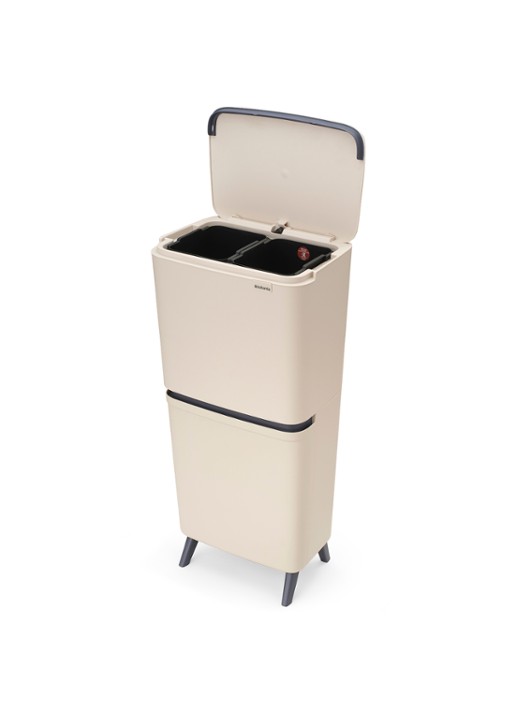 Brabantia SortUp prullenbak met deksel 45 liter - voorkant 7 beige