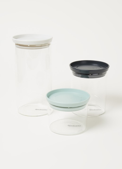 Brabantia Stapelbare voorraadpot set van 3 - voorkant 3 transparant
