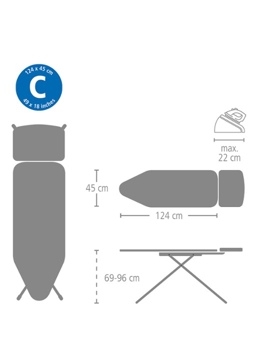 Brabantia Strijkplank met stoomunithouder 124x45 cm - detail 4 zwart