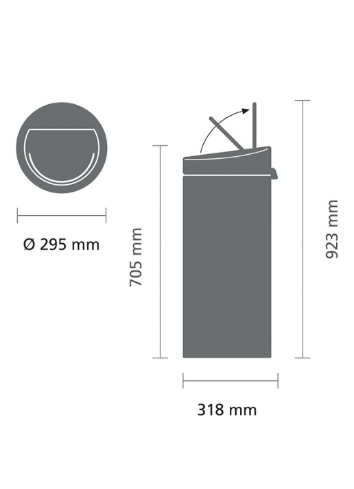 Brabantia Touch New prullenbak 30 liter - detail 2 zwart