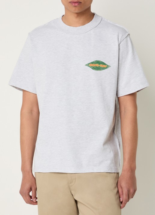Bram's Fruit Distressed Leaf T-shirt met logo- en backprint - achterkant 2 grijsmele