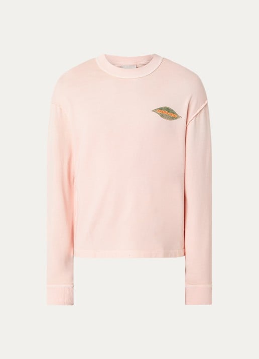 Bram's Fruit Distressed Leaf T-shirt met logoprint - voorkant 2 roze