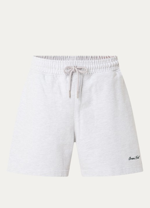Bram's Fruit Distressed Script loose fit korte broek met steekzakken - voorkant grijsmele