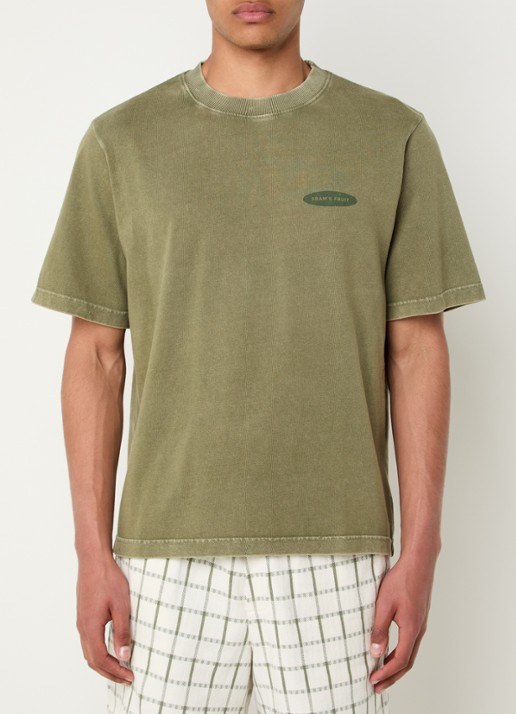 Bram's Fruit F*ck Off T-shirt met logo- en backprint - achterkant 4 olijfgroen