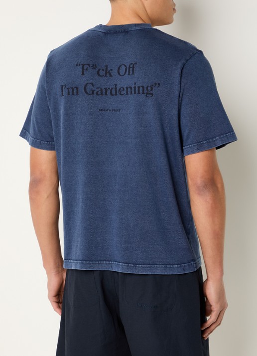 Bram's Fruit F*ck Off T-shirt met logo- en backprint - detail 4 indigo