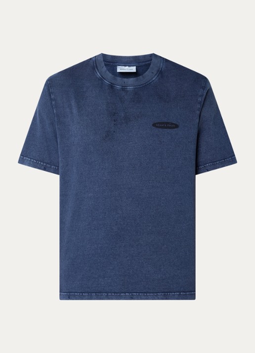 Bram's Fruit F*ck Off T-shirt met logo- en backprint - voorkant indigo