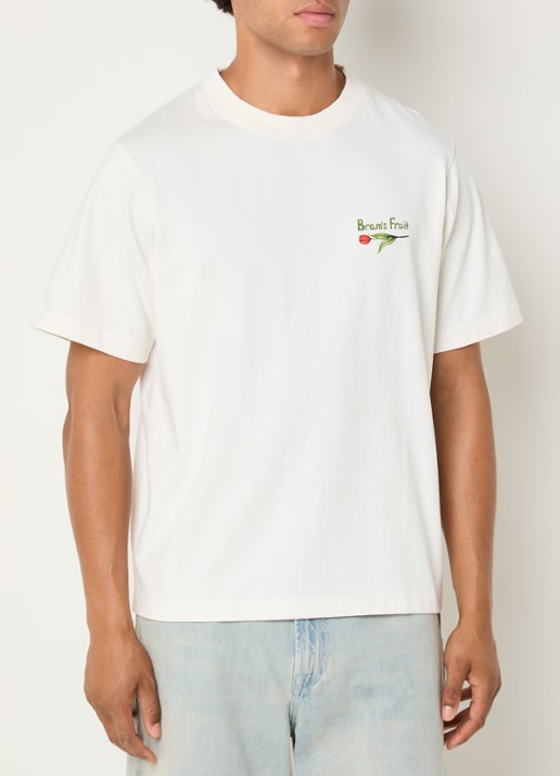 Bram's Fruit Flora 2.0 T-shirt met logo- en backprint - achterkant 4 gebroken wit
