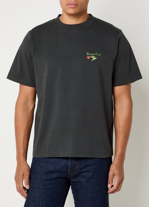 Bram's Fruit Flora 2.0 T-shirt met logo- en backprint - achterkant donkergrijs