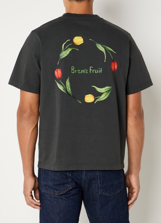 Bram's Fruit Flora 2.0 T-shirt met logo- en backprint - detail 4 donkergrijs