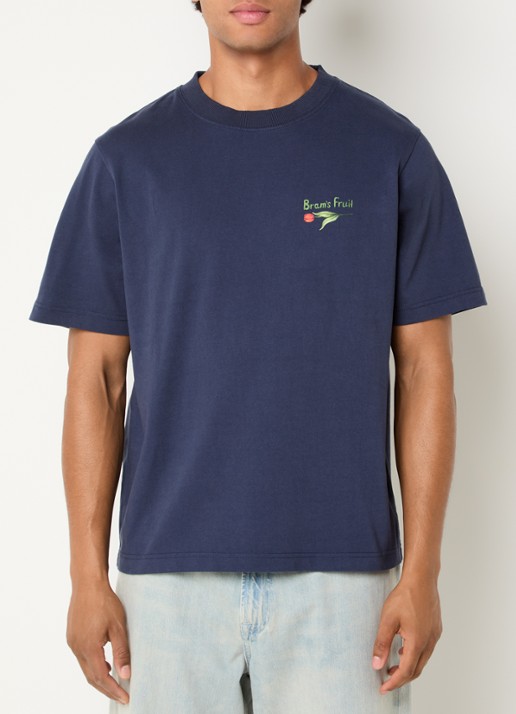 Bram's Fruit Flora 2.0 T-shirt met logo- en backprint - achterkant 4 donkerblauw