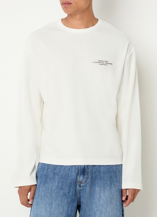 Bram's Fruit Longsleeve met logo- en backprint - achterkant 2 gebroken wit