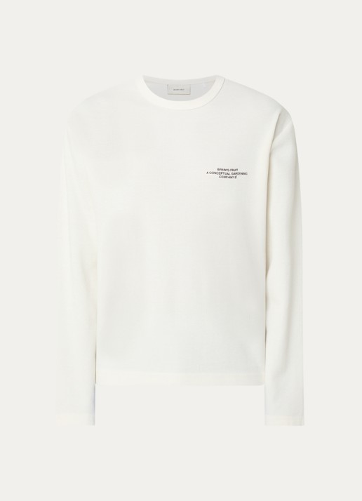 Bram's Fruit Longsleeve met logo- en backprint - voorkant 3 gebroken wit
