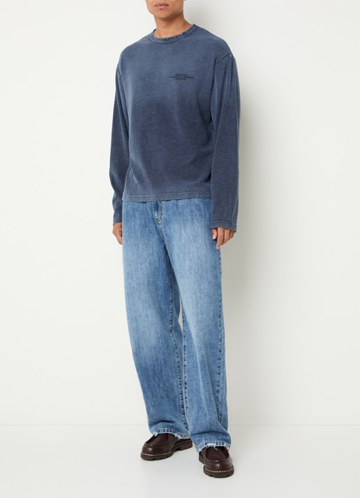 Bram's Fruit Longsleeve met logo- en backprint - voorkant 2 indigo