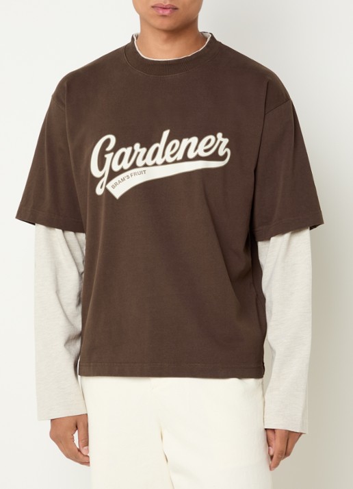 Bram's Fruit Longsleeve met logoprint - detail bruin