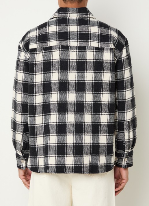 Bram's Fruit Overshirt met ruitdessin en borstzak - achterkant 4 zwart