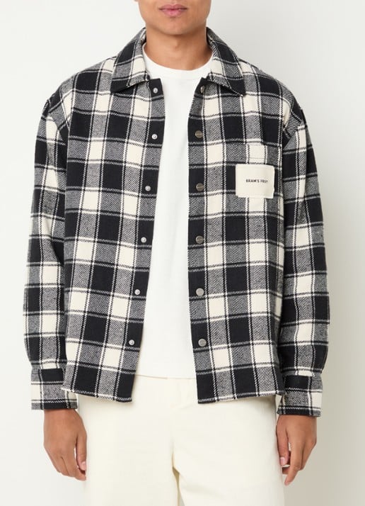 Bram's Fruit Overshirt met ruitdessin en borstzak
